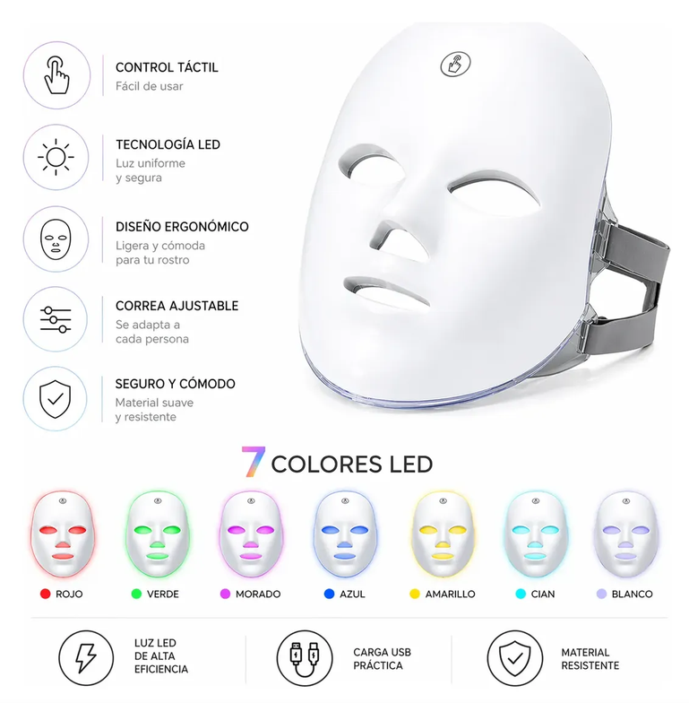 🌿 Máscara LED Facial – 7 Colores